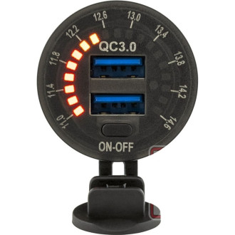 Розетка usb РИФ 2 QC 3.0 с вольтметром