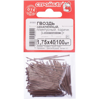 Плинтусные закаленные гвозди Стройбат 1,75x40 коричневый (100 шт.)