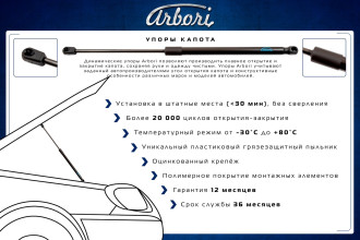 Упоры капота для Peugeot 3008/5008, 2020- Arbori ARBORI.HD.032102