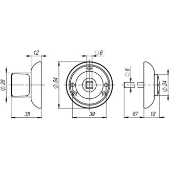 Поворотная ручка Armadillo WC-BOLT BK6-1AB/GP-7