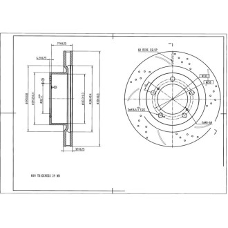 Передний правый перфорированный тормозной диск Avantech BR5001FR