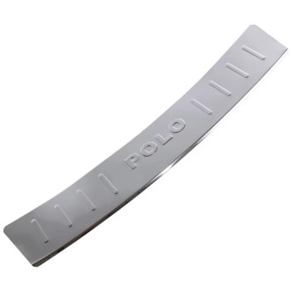 Накладка бампера Dollex VW Polo VI 2020-2022, дизайн Excellent, серебро-хром