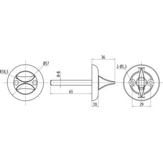 Поворотная кнопка для задвижек Doorlock DL TK07/8/65 CP