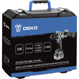 Аккумуляторная ударная бесщеточная дрель шуруповерт DEKO DKCID20 PRO