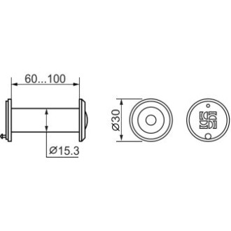 Глазок дверной Fuaro DV 2/100-60/Z (VIEWER 2 DVZ) CP