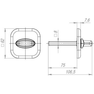 Ручка поворотная Fuaro BKW8x75.K.XL62 (BKW8x75 XL) CP-8
