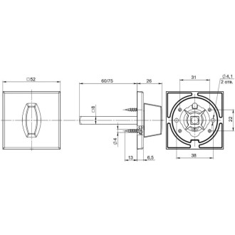 Ручка поворотная Fuaro BKW8x75.K.RL52 (BKW8x75 RL) CP-8