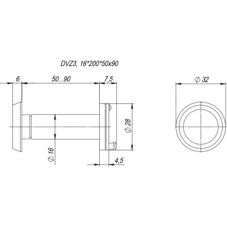 Дверной глазок Fuaro 3 DVZ_LUX, 16/200/50x90 CP