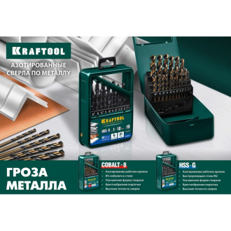 Набор сверл по металлу KRAFTOOL 29656-H19