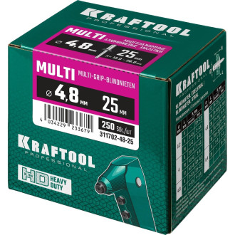 Многозажимные алюминиевые заклепки KRAFTOOL Multi Al5052 4.8х25 мм 250 шт.