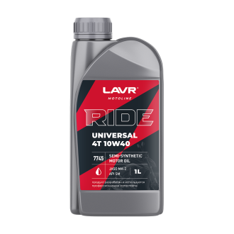 Моторное масло LAVR MOTO RIDE UNIVERSAL 4T 10W40 SM, 1 л