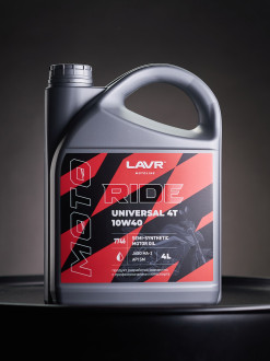 Моторное масло LAVR MOTO RIDE UNIVERSAL 4Т 10W40 SM, 4 л