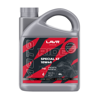 Моторное масло LAVR MOTO RIDE SPECIAL 4Т 10W40 SN, 4 л