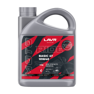 Моторное масло LAVR MOTO RIDE BASIC 4T 10W40 SL, 4 л