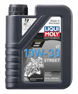 Синтетическое моторное масло 4T для четырехтактных мотоциклов LIQUI MOLY Motorbike 4T Street 10W-30 SL;MA-2