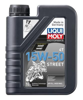 Синтетическое моторное масло 4T для четырехтактных мотоциклов LIQUI MOLY Motorbike 4T Street 15W-50 SL;MA-2
