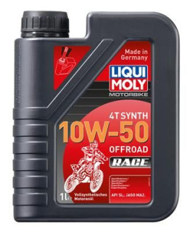 Синтетическое моторное масло 4T для четырехтактных мотоциклов LIQUI MOLY Motorbike 4T Synth Offroad Race10W-50SL;JASO