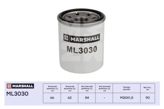 Масляный фильтр Mitsubishi ASX 10- / Lancer III-VIII 89- / Outlander II, III 06- / Pajero MARSHALL ML3030