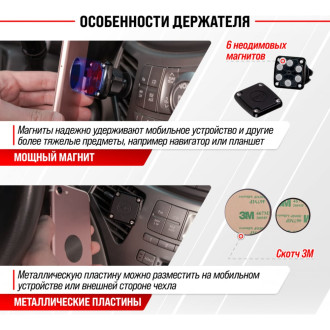 Магнитный держатель телефона на дефлектор SKYWAY S00301028