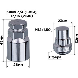 Гайки-секретки SKYWAY S10702003