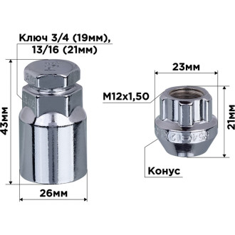 Гайки-секретки SKYWAY S10702002