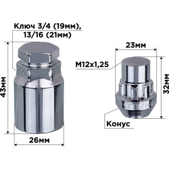 Гайки-секретки SKYWAY S10702004