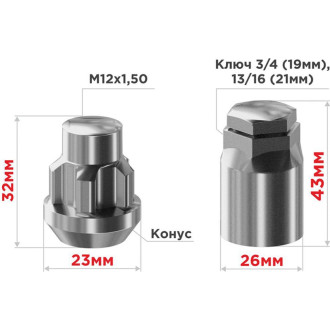 Гайки-секретки SKYWAY S10702005