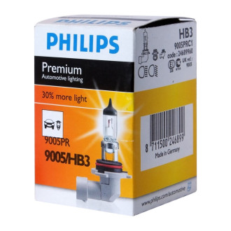 Автолампа PHILIPS HB3/9005 60 P20d+30% PREMIUM 12V /1/10/100
