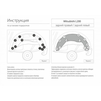 Задний левый подкрылок для Mitsubishi L200 2015- Rival 44003003