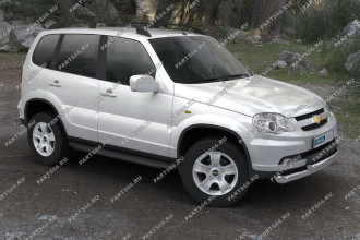 Алюминиевые пороги для Chevrolet Niva 2002-2009- Rival Premium-Black