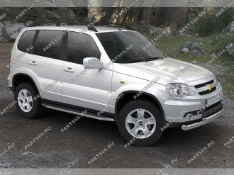 Алюминиевые пороги для Chevrolet Niva 2002-2009 Rival Premium