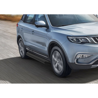 Алюминиевые пороги для Geely Atlas 2018-н.в. Rival Premium-Black