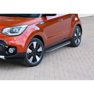 Алюминиевые пороги для Kia Soul II рестайлинг 2017 Rival Premium