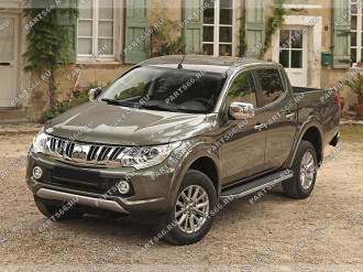 Автомобильные пороги для Mitsubishi L200 IV 2006-2019 2018-н.в. Rival Premium