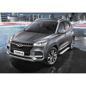 Пороги на автомобиль для chery tiggo 4 2019-н.в. Rival bmw-style круг