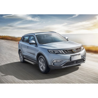 Алюминиевые пороги для Geely Atlas 2018-н.в. Rival Bmw-Style круги