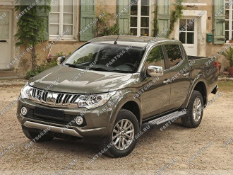 Пороги на автомобиль для Mitsubishi L200 IV 2006-2019-2018-н.в. Rival Bmw-Style