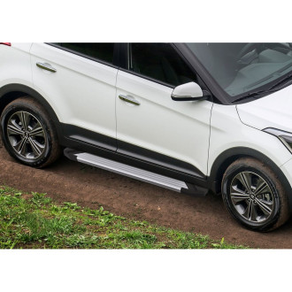 Алюминиевые пороги для Hyundai Creta 2016- Rival Silver