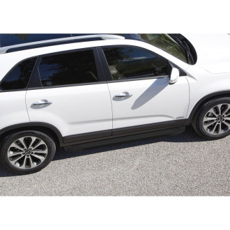 Алюминиевые пороги для Kia Sorento II рестайлинг 2012 Rival Black
