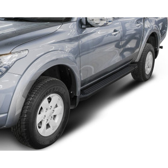 Алюминиевые пороги для Mitsubishi L200 2006-2015- Rival Black