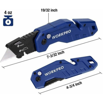 Складной быстросменный нож WORKPRO WP211008