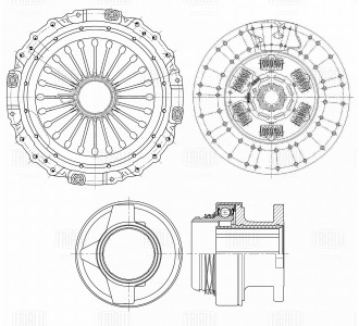 Комплект сцепления для MAN TGA (03-)/TGX I (12-) ZF Ecosplit-3 TRIALLI FR 824