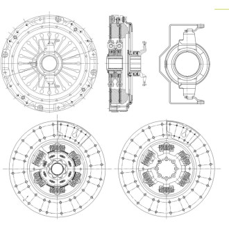 Двухдисковый комплект сцепления для Volvo FH12 (93-)/ FM12 (98-)/ FH/FM (05-)/ FMX (10-) TRIALLI FR 825