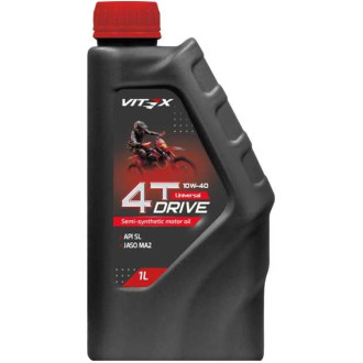 Полусинтетическое моторное масло VITEX Drive 4T 10W40 API SL, JASO MA2