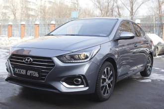 Накладка на задний бампер для Hyundai Solaris II 2017-2019 (седан), шагрень / Хендай Солярис