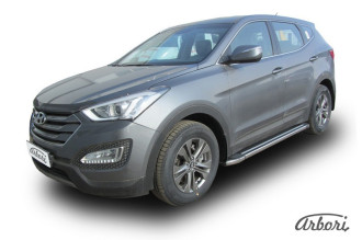 Комплект алюминиевых порогов Arbori Luxe Black 1800 для HYUNDAI Santa Fe 2012-2016 / Хендай Санта Фе
