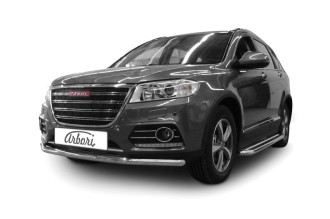 Защита переднего бампера d57 Arbori нерж. сталь для HAVAL H6 2014-нв / Хавал Н6