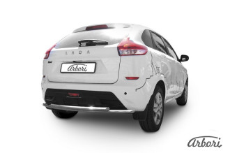 Защита заднего бампера d42 + d42 двойная Arbori нерж. сталь для LADA Xray 2015-нв / Лада Иксрей