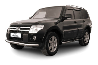 Защита переднего бампера d76 Arbori нерж. сталь для Mitsubishi PAJERO IV 2014-нв / Митсубиси Паджеро
