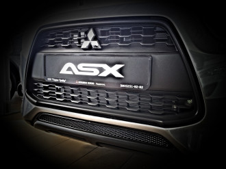 Сетка на бампер внешняя для MITSUBISHI ASX 2012-2015, черн., 15 мм / Митсубиси АSХ